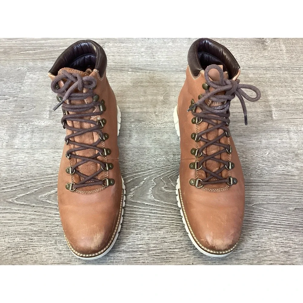 Cole Haan Zerogrand Mens 10.5 M Ankle Leather Hiker Boots Woodbury/Ivory